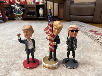 Lote de 3 figuras Bobblehead del presidente Donald Trump - Trumpinator, bandera estadounidense Foto 1 de 4