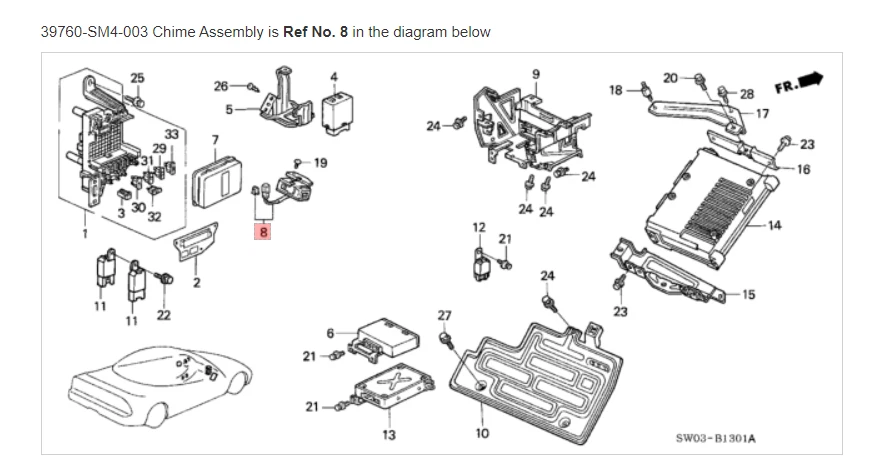 HONDA ACURA GENUINE OEM NSX Chime Assembly Control Unit ☆ 39760-SM4-003 ☆ - Image 1 of 1