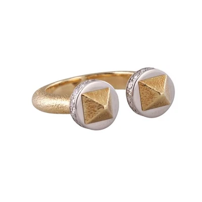 David Webb Gold Hammered Bastille Ring - Image 1 of 4