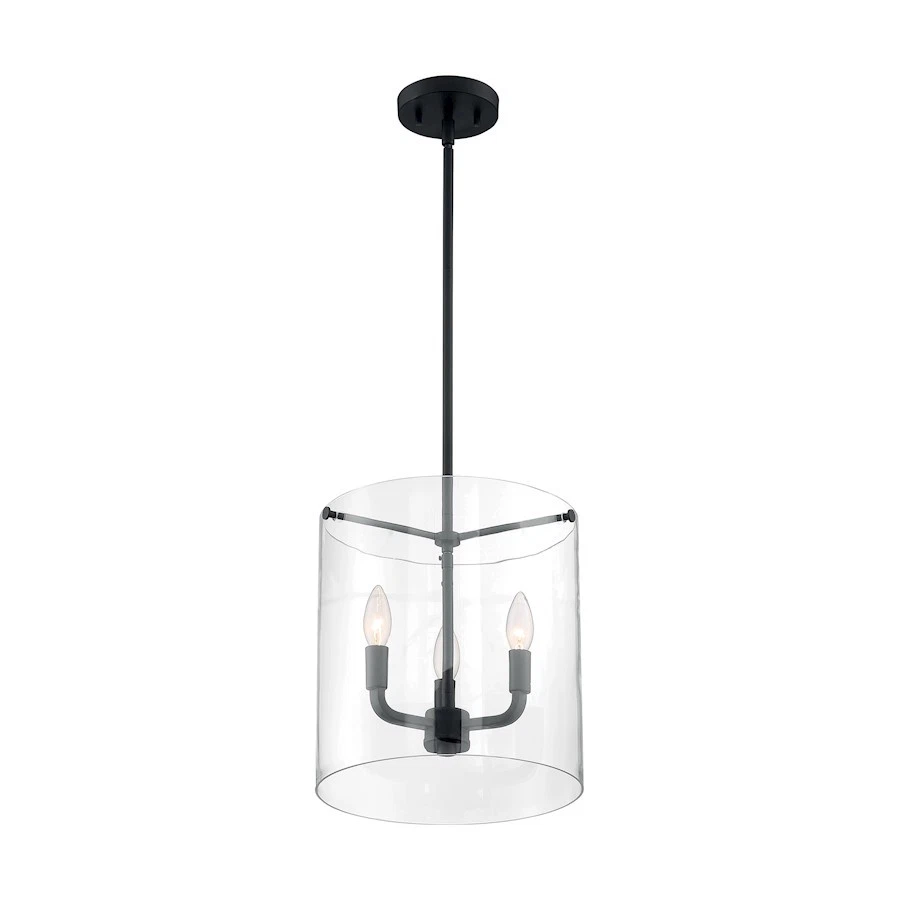 Colgante Nuvo Lighting Sommerset 3 luces, vidrio transparente, negro mate - 60-7277 Foto 1 de 1