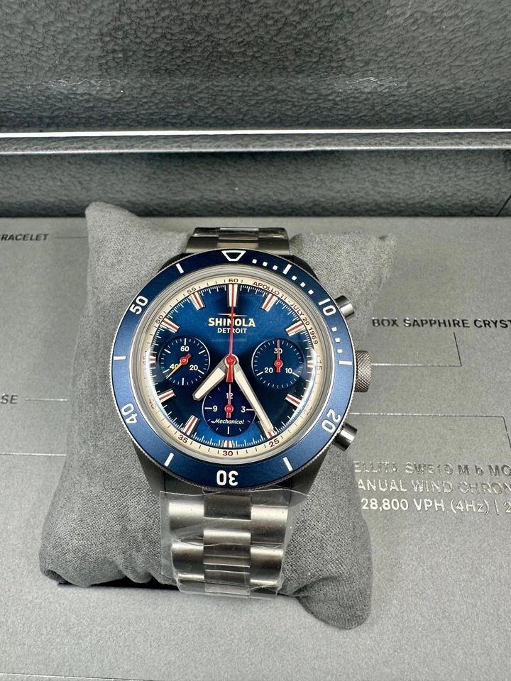 Shinola Mooncraft Monster Chrono 43mm Blue Dial Titanium Watch S0120279028