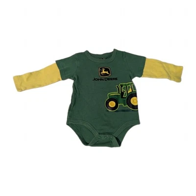 John Deere Bebé Niño Una Pieza Body Tractor Heno Logo Verde Amarillo 9/12 Meses Foto 1 de 4