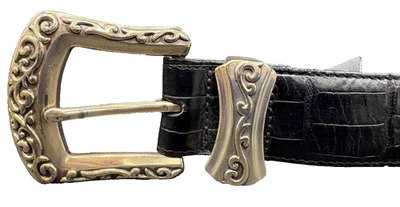 Cinturón Brighton de Colección Negro Med Mujer Cuero con Herrajes Plateados 44603 1994 Usado en Excelente Condición Foto 1 de 4