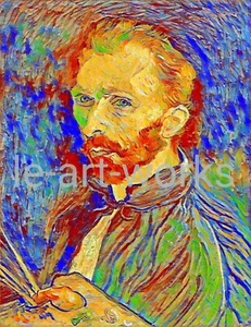 NACH VAN GOGH PORTRAIT DRUCK von ORIGINAL ACRYL EINZIGARTIGES KUNSTWERK FERTIG ZUM AUFHÄNGEN - Bild 1 von 2