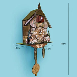 Cuckoo Clock Singing Wall Clock Vintage Pendulum Home Living Room Wooden Decor - Picture 1 of 12