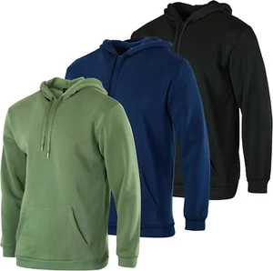 3 Pack: Men'S Fleece Pullover Hoodie - Long Sleeve Hooded Sweatshirt Pockets (Av - Picture 1 of 12