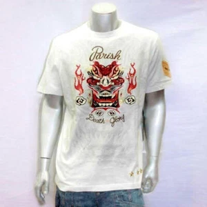 Men's Parish White | Orange "Death or Glory" Short Sleeve Tee Shirt NWT - Picture 1 of 6