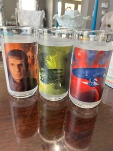 Vintage Set of 3 STAR TREK Character Frosted Glasses 16oz Spock Uhura Nero - Picture 1 of 8