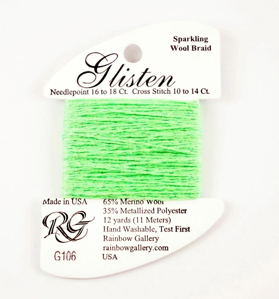 GLISTEN Sparkling Braid #106 "Neon Green" Needlepoint Thread Rainbow Gallery - Image 1 of 1