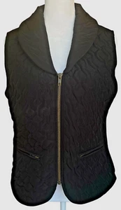 Kial Women's Sz M Black Sleeveless Zip-Up Quilted/Knit Vest - Picture 1 of 11