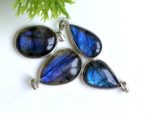 VETEMENTS Ciondolo Sovrapposizione Argento Labradorite Forma Mix lotto 4 Pz 1 1 5 Pollici Circa a435