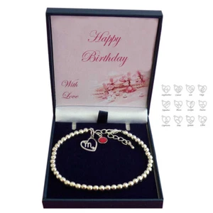 Birthstone Bracelet in Happy Birthday Gift Box with Zodiac Charm, Star Sign, New - Picture 1 of 8