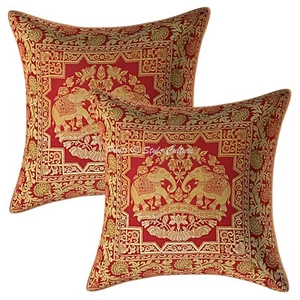 Handwoven Home Decor Cushion Elephant Brocade Jacquard Pillow Cover Case - Picture 1 of 6