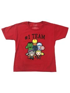 Marvel Comics Boys Red Avengers Team T-Shirt Hulk Iron Man Tee Shirt - Picture 1 of 1