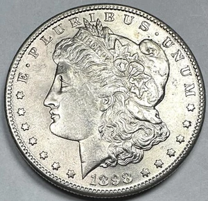 1898-S/S MORGAN SILVER DOLLAR BU BRILLIANT UNCIRCULATED VAM 7A DIE BREAK IN HAIR - Picture 1 of 6