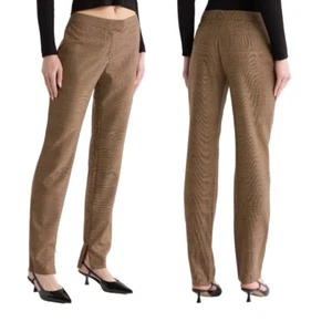 Rag & Bone NEW Rebecca Brown Plaid Pants Size 2 Academia Minimalist Preppy Wool - Picture 1 of 7