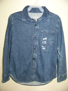 Gap Kids Boys Lined Jean Shirt Size M(8) Dark Wash Indigo 100% Cotton - Picture 1 of 5