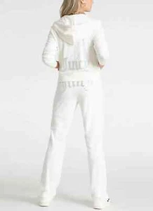 NEW Juicy Couture Velour Bling Tracksuit Hoodie & Pants White Size XL NWT $199 - Picture 1 of 13