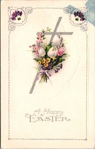 Postal de Pascua Cruz de Plata Flores Winsch Back Westby Montana Escuela Dominical - Imagen 1 de 2