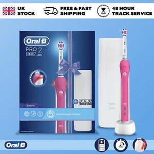 Oral-B Pro 2500 Rechargeable 3D White Electric Toothbrush with Travel Case -Pink - Picture 1 of 6