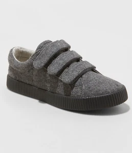 JUGEND JUNGEN CAT & JACK WILSON LOW-TOP 3-HOOK & LOOP GEFILZTE SNEAKER, GRAU SCHWARZ - Bild 1 von 4