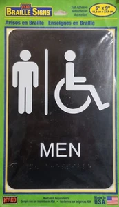Brailleschrift Handicap Männer Toilettenschild Hy-Ko Produkte 6x9 selbstklebend - Bild 1 von 2