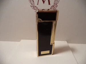 MYON PARIS ACCENDINO LIGHTER ELEGANCE GOLD SHINY BLACK LAQUER PIETRINA NUOVO - Picture 1 of 12
