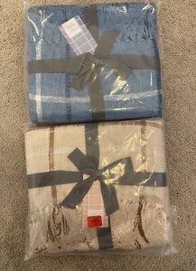 Lot 2 NWT West Elm x Heather Taylor Home Plaid Throw 50”x60” 100% Cotton - Picture 1 of 4