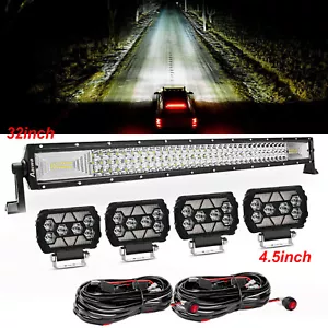 32" LED Light Bar+4x 4.5" Fog Pods Amber Flash DRL+ Wiring Combo Kit ATV Offroad - Bild 1 von 24