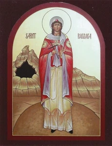 Tarjeta de oración con estampado devocional de Santa Bárbara icono como nuevo - Imagen 1 de 2