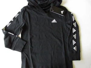 adidas KIDS size 4 Black Long Sleeve Badge of Sport Hooded Tee FREE SHIPPING - Picture 1 of 9