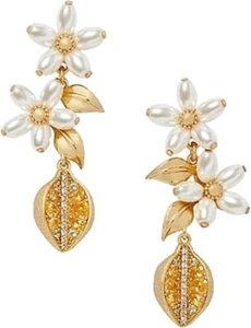 Kate Spade Fresh Squeeze Pearl Flower Lemon Drop Statment Earrings - Picture 1 of 3
