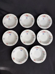 Set of 8 Vintage Shenango China Floral Roses Cereal Soup Bowls Pink Blue Yellow - Picture 1 of 23