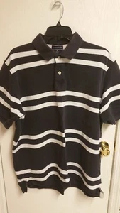 Lands End Men's XL 2 Button Short Sleeve Polo XL - Navy/white Stripe - Picture 1 of 3