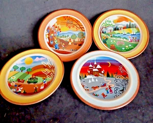 Decorative Wall Plates Four Seasons Set of 4 Folk Art Germany Schramberg SMF 5" - Picture 1 of 12