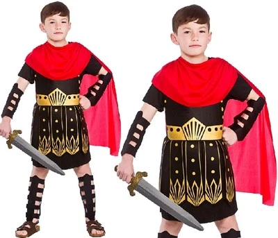 Niños Niños Comandante Romano Gladiador Elegante Vestido Disfraz Niños Conjunto con Foto 1 de 3