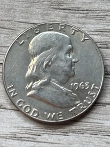 1963 Franklin Half Dollar AV #1 - Picture 1 of 4