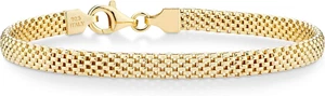 18K Gold über Sterlingsilber italienisches 5mm Mesh Gliederkettenarmband für Damen, 92 - Bild 1 von 12