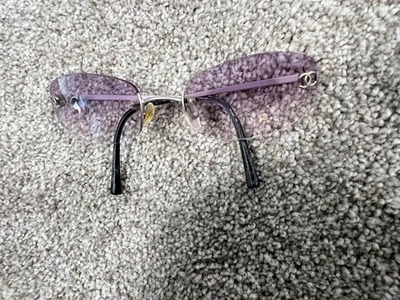 CHANEL Sunglasses 2014 Purple Gradient Silver Coco 54-19 130 Italy CC Rimless - Image 1 of 4