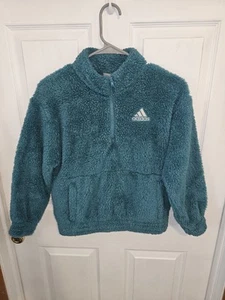 Adidas Fleece Girls 1/4 Quarter Zip Pullover Size Medium C19 - Picture 1 of 3