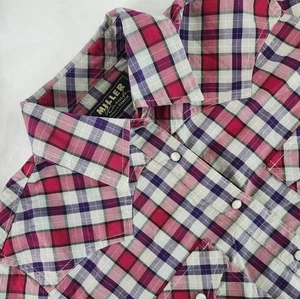Cinch Miller Ranch Westernbluse Damen Größe Large Perlen Druckknopf rot lila kariert  - Bild 1 von 9