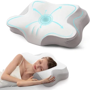 Cervical Neck Pillow for Pain Relief, Contour Orthopedic Memory Foam Pillow,Ergo - Picture 1 of 7