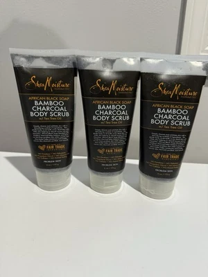 3 Shea Moisture African Black Soap Bamboo Charcoal Body Scrub FULL SIZE 6 oz. - Image 1 of 2