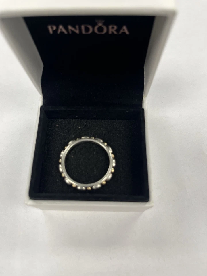 OPPOSITES ATTRACT Authentic PANDORA Silver/14K GOLD Ring BAND SIZE 8 - Image 1 of 4
