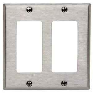 (1 Stück) *NEU* Dekorateur 2-Gang Edelstahl Wandplatte Metall Nickel gebürstet - Bild 1 von 1