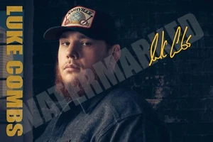 Luke Combs Gettin' Old Fast Car 2023 signed 12x18 inch photograph poster Country - Picture 1 of 4