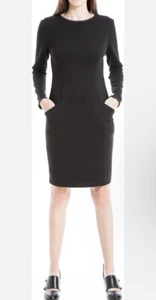 Nuevo sin etiquetas Vestido Max Studio Negro Manga Larga Bolsillo Frontal Vaina Tejido Talla L - Imagen 1 de 8