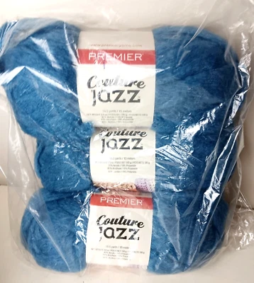 Premier Yarn Couture Jazz Denim Dark Blue Shade Lot of 3 Skeins - Image 1 of 2