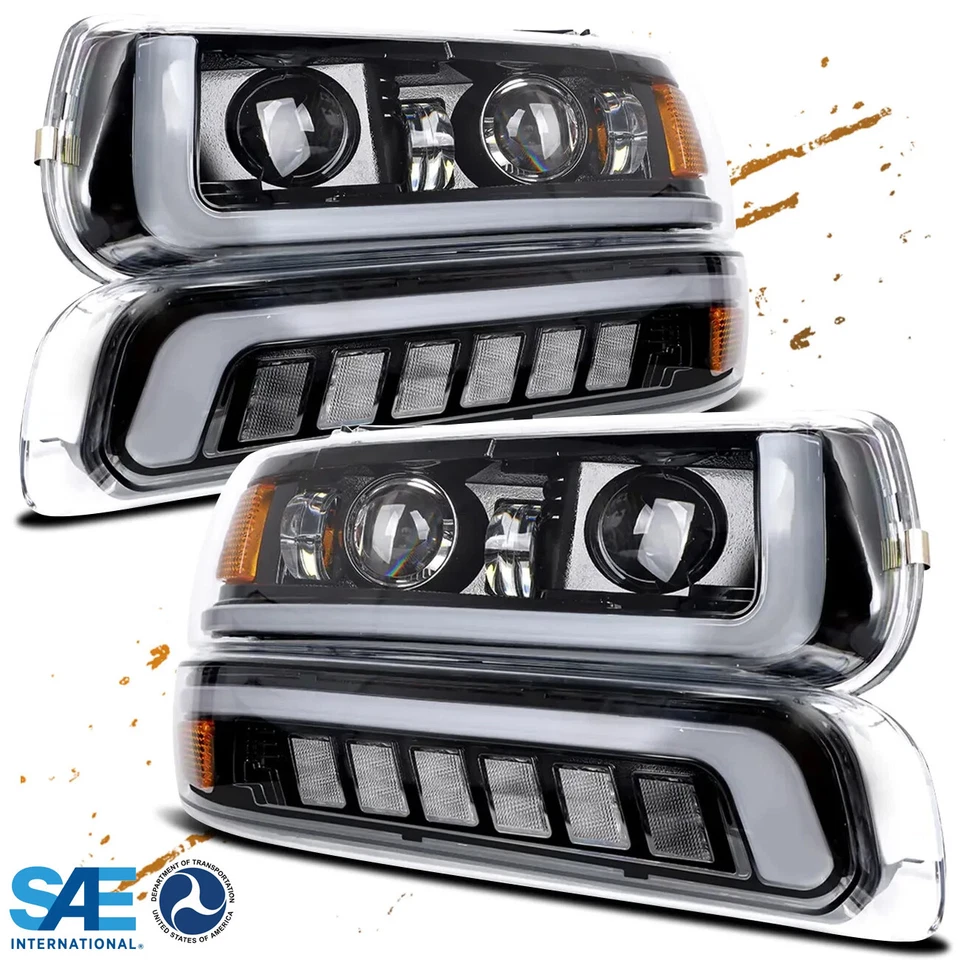 Z-OFFROAD DOT LED Headlights Bumper Lamps Assembly For 2001-2002 Chevy Silverado 1500 HD