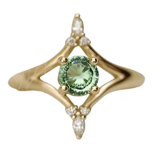 Französischer Boutique detaillierter 14K vergoldeter grüner Peridot Ring Größe 7 🎁 - Bild 1 von 5